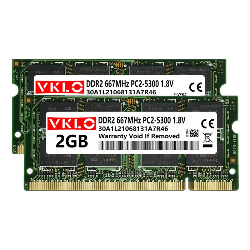 DDR2 2GB Laptop Memories Ram PC2 1.2V 5300 6400 200Pin 533 667 800Mhz 2RX8 16Chips CL6 Notebook Non-ECC Sodimm Memory Ram
