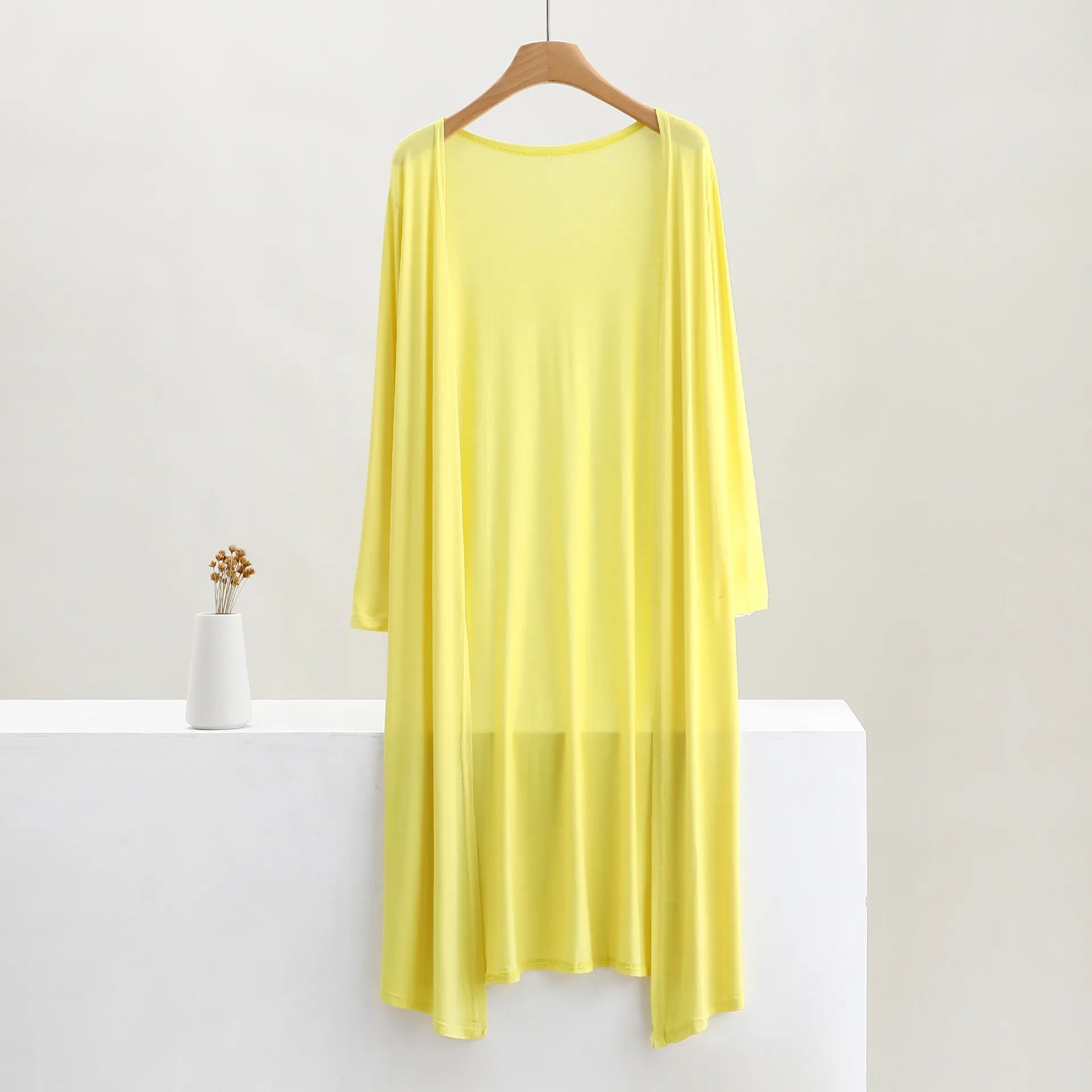 Women's Clothing Autumn Summer Cardigan Extended Modal Shawl Sunscreen Coat Air Conditioning Shirt Long Sleeve Thin Coat Sweater