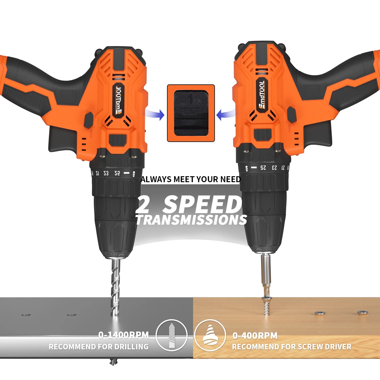 45Nm Cordless Drill with 2 X 1.5Ah Li-Ion Batteies and Charger, 140W, 25+1 Torque, 2 Speed, 2700RPM, 29 Accessories, Carry Case