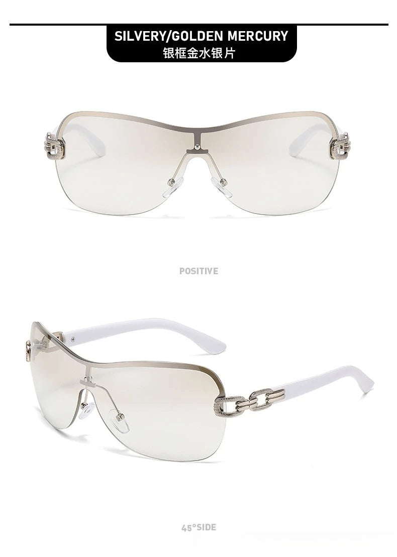 2025 New Fashionable Luxury Women's Sunglasses Retro Neutral Metal Frame Integrated Simple and Elegant UV400 Sunscreen Glasses