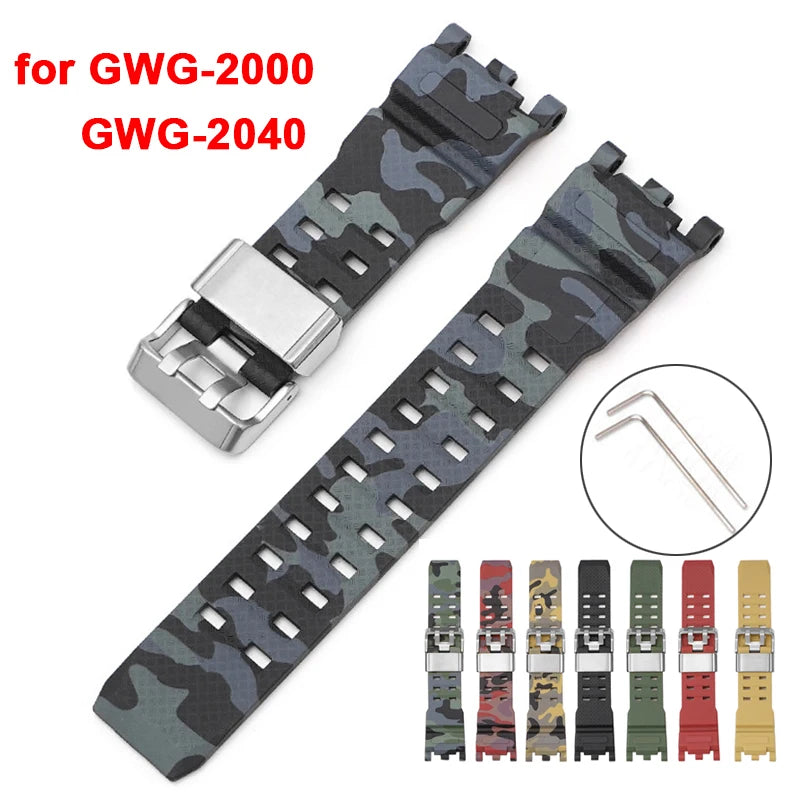 Camouflage Strap for Casio G-SHOCK GWG-2000 GWG-2040 Replacement Resin Rubber Men Army Sport Watch Bracelet Band Accessories