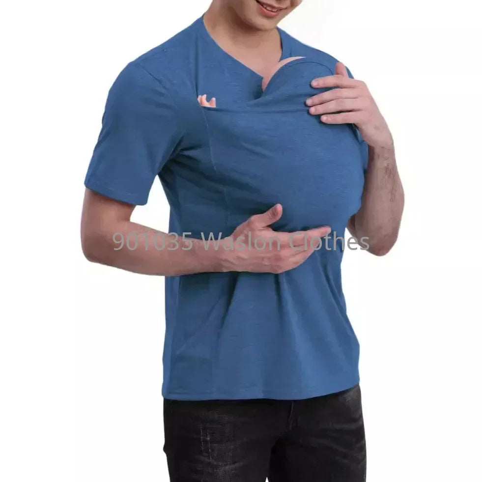 Summer Shirt Kangaroo Dad Mom Multifunctional Clothes Soothing Shirts T-Shirt Vest Parent-Child  tshirt