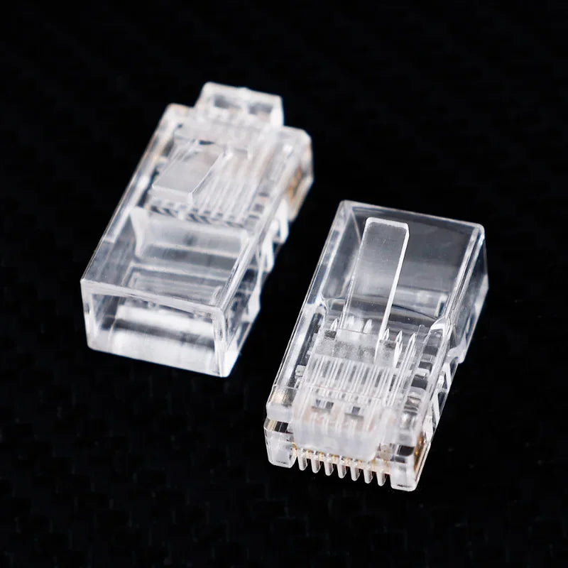 Rj45 Cat5e Connector Crystal Unshielded RJ45 Ends UTP 8Pin Modular Network Plug Connectors for Solid Stranded UTP Network Cable