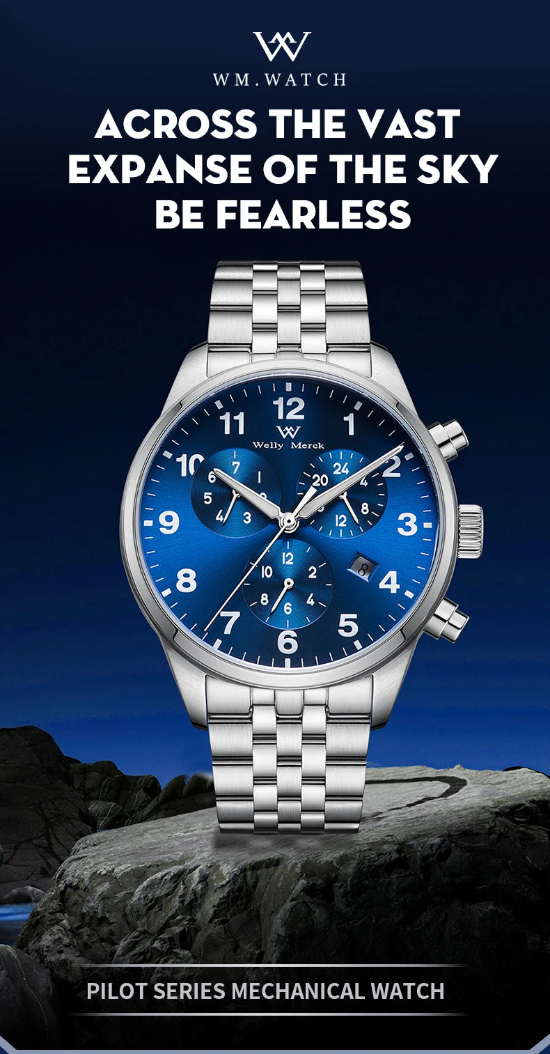 WM Watch Automatic Mechanical Watches Waterproof Multifunctional Business Men's Watches Watch Welly Merck Watch WM166M