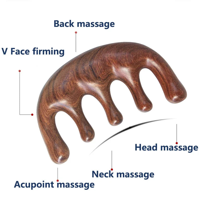 massager  Acupoint Massager Head Sandalwood Hair Comb Scalp Relax Portable Wooden Handle Comb Anti-static Styling Tool