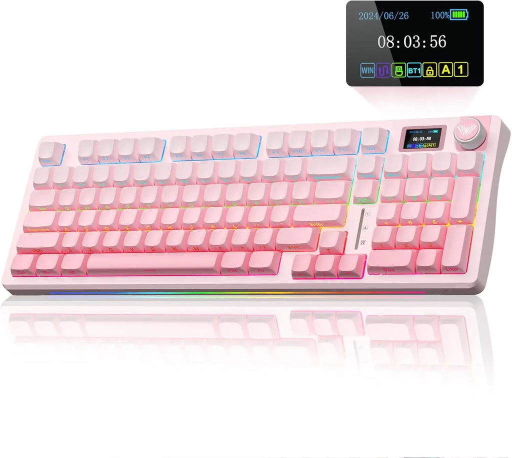 AULA S98pro Wireless Gaming Keyboard BT/USB-C/2.4G PBT Keycaps RGB Hot-swap Esports Mechanical Keyboard with Multi-function Knob