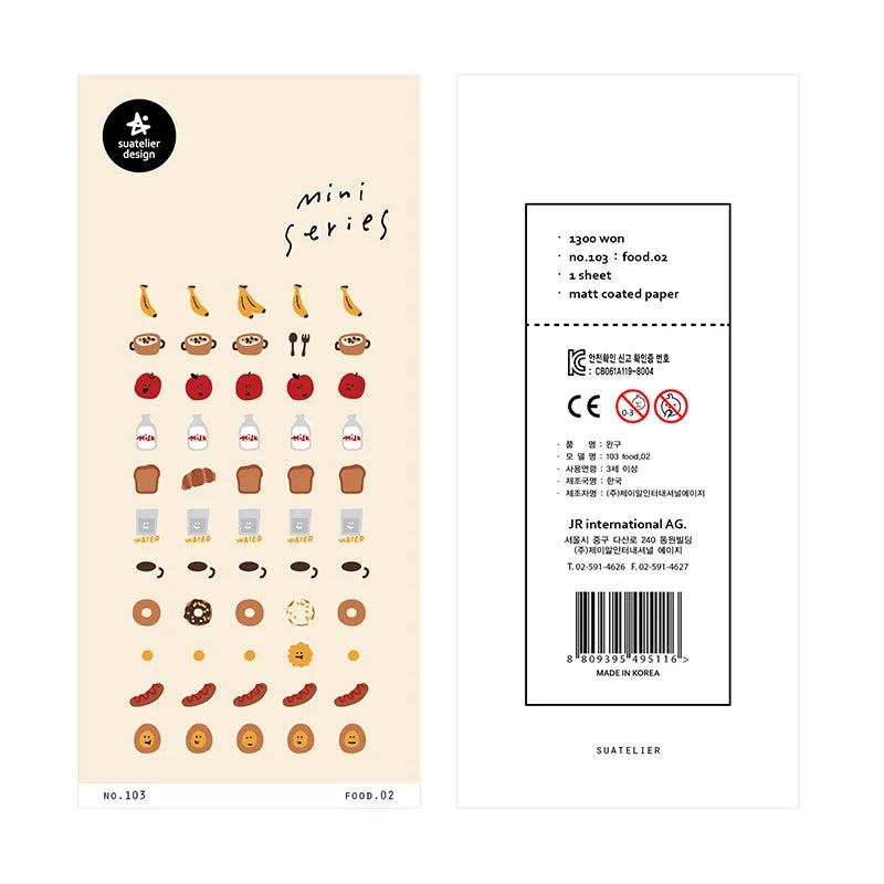 Korean Import Suatelier Brand Fresh Flower Food Cartoon Stickers Scrapbooking Diy Journal Stationery Sticker Deco Aesthetic Gift