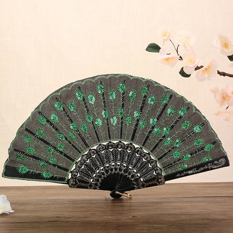 Party Glow Light Up Flower Peacock Hand Fan Dance Show Church Birthday Gift  Bar Props Wedding Festival Halloween Christmas