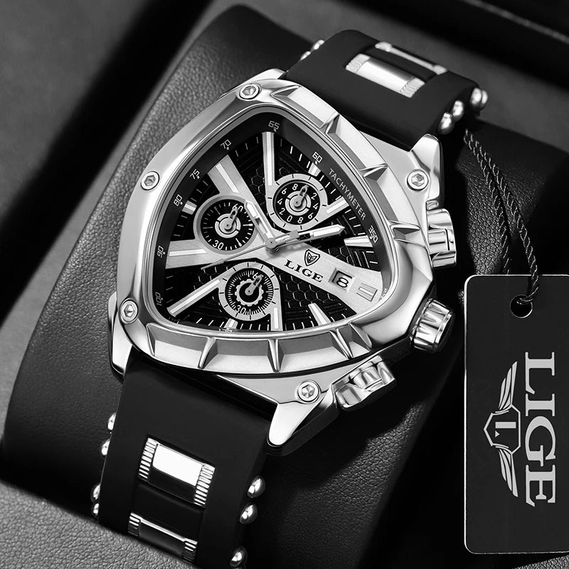 LIGE Watch for Men Chronograph Casual Fashion Sport Military Silicagel Wristwatches Man Watch Waterproof Date Clock Reloj Hombre