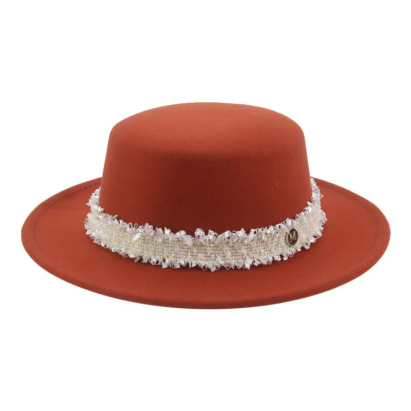 Hats for Women Fedoras Felted Hat Flat Dome Solid Band Luxury Elegant Fahsion Jazz Cap Women's Hat Women Hat Sombreros De Mujer