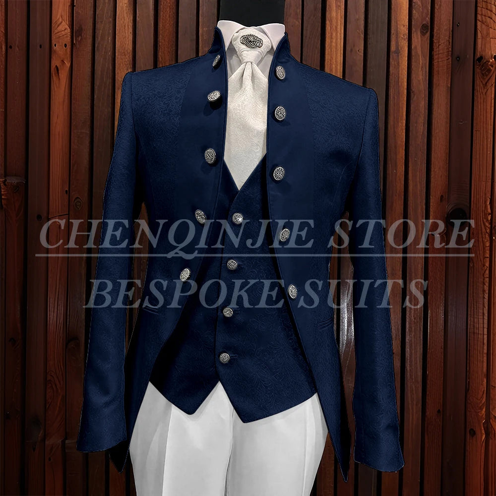 Formal Jacquard Men's Suits Elegant Wedding 3 Piece Jacket Pants Vest Blazer High Quality Full Sets Costume Homme Blazer 2025