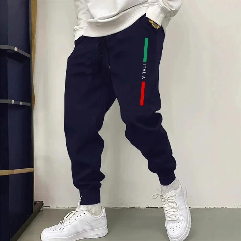 Male Fashion Casual Comfort Lounge Fitness Sporty Sweatpants Men's Streetwear Italy Print Pants Autumn Winter New Style Joggers