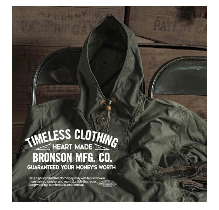 Bronson Army 10th Mountain Division Smock WWII Field Parka Mens Anorak Loose Fit