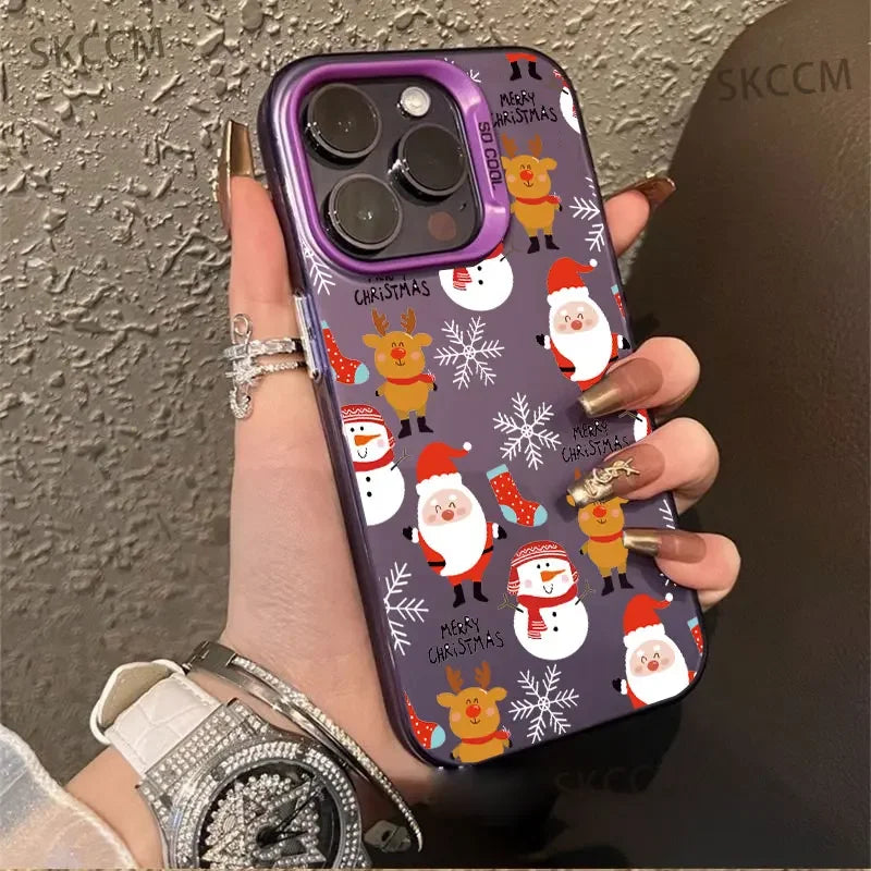 New Style Christmas Pattern Phone Case For iPhone 16 15 14 13 12 11 Pro Max XS X XR 7 8 16 Plus SE 2022 Shockproof Hard Cover