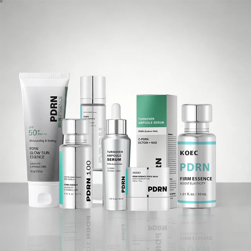 PDRN Peptide Collagen Essence Cream Set,PDRN Firming Deeply Moisturizing Skin Care Ampoule Essence,PDRN High SPF Glow Sunscreen