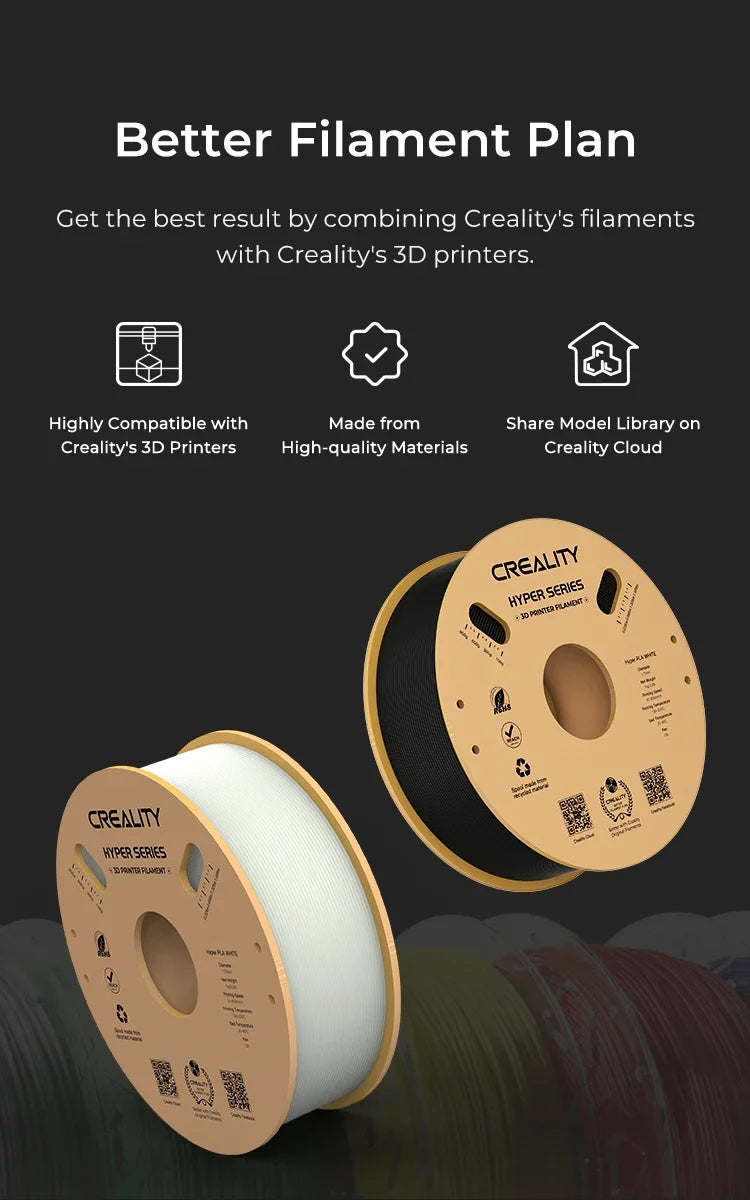 Creality Hyper PLA Filament 1KG High Precision Faster Cooling Better Fluidity Non-toxic Moisture Resistance For FDM 3D Printer