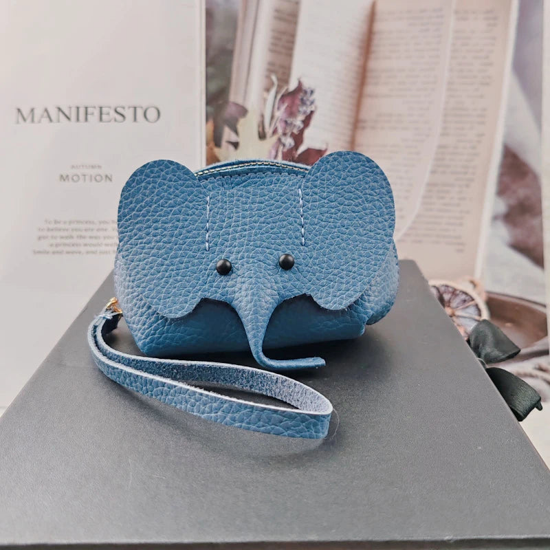 Mini leather elephant-style earphone case, coin purse, creative card holder, lipstick holder, earphones, change holder