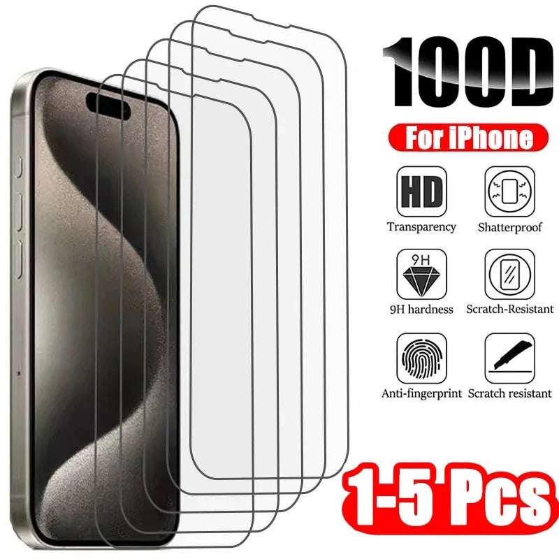 2Pcs Tempered Glass +1Pcs Phone Casefor IPhone 16 15 14 13 12 11 Pro Max Screen Protector for IPhone7 8 X XS XR Protective Glass