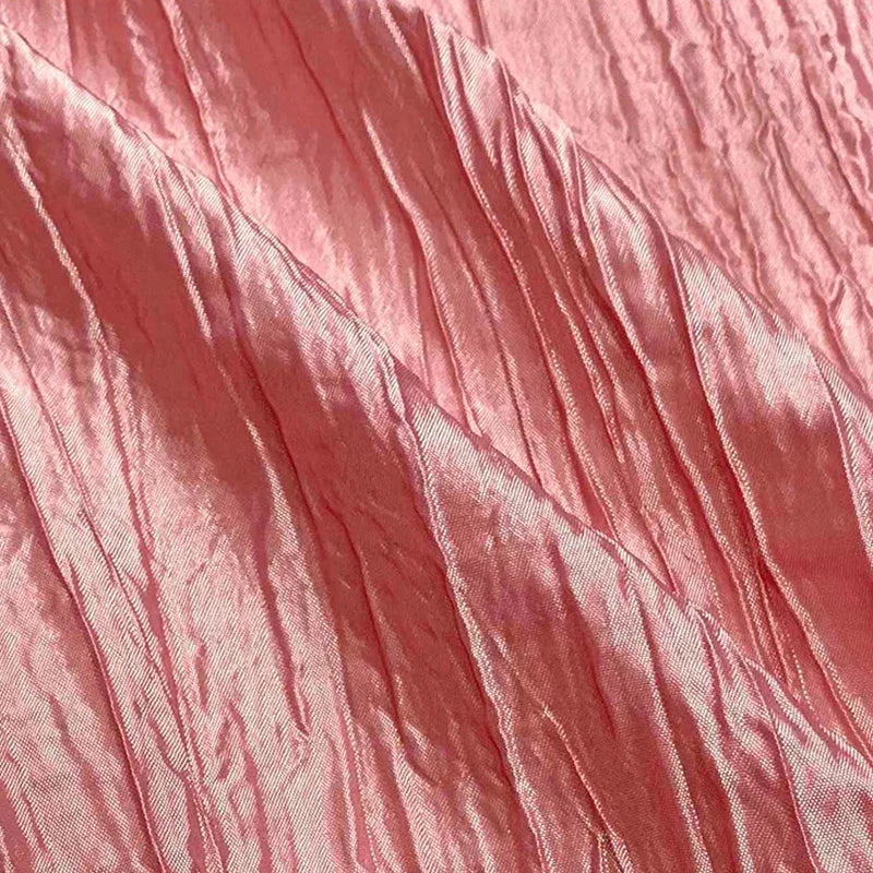 Irregular Pleated Fabric Glossy By Meters for Dress Skirt Shirt Windbreaker Diy Sewing Designer Cloth Soft Comfortable Plain Red