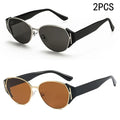 2PCS Hot Girl Retro Cat Eye Sunglasses Women High-end Metal Travel Sunglasses Square Face Makes Her Look Thin 2239-1
