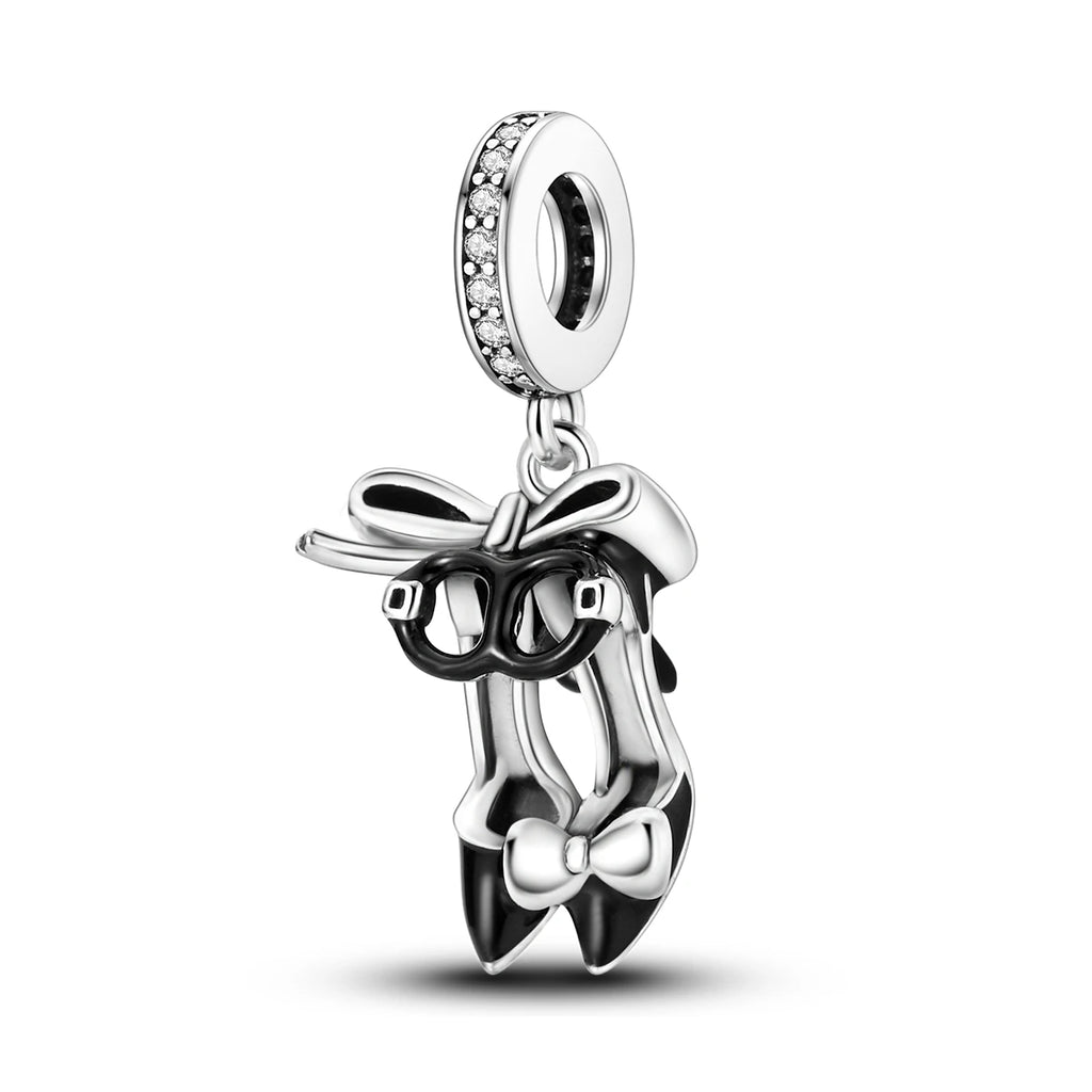 925 Silver Lipstick High Heels Charms For Lady Pendant Fit Original Bracelet DIY Ornament