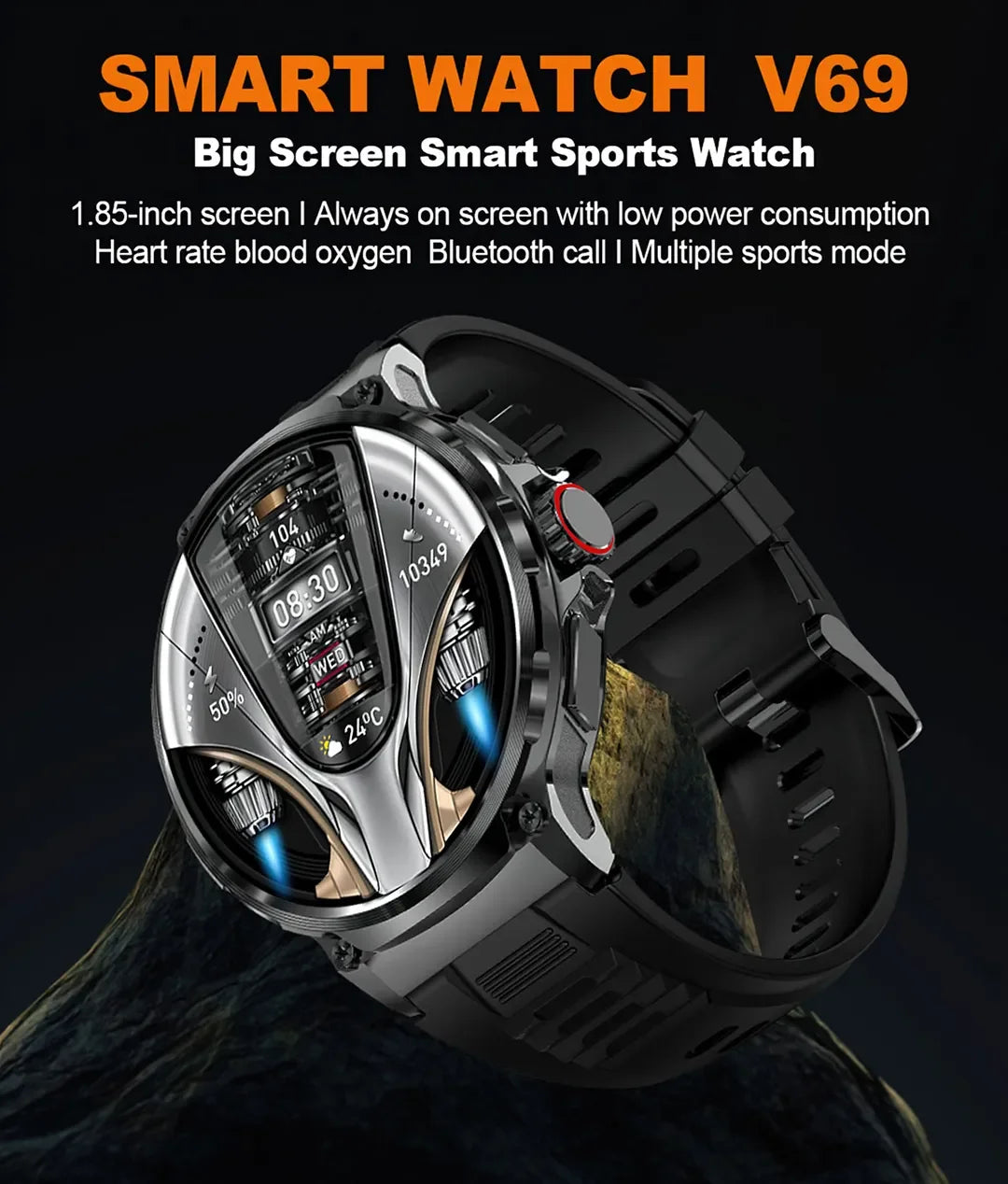 New 710mAh Bluetooth Call Smart Watch Men Sports Fitness Watches  1.85"HD Heart Monitor Waterproof Smartwatch For Android IOS