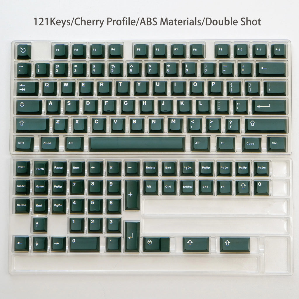 121 Keys Minimalist Keyboard Keycaps Emerald Green PBT Double Shot Keycaps Cherry Profile for MX Switches Mechanical Keyboard