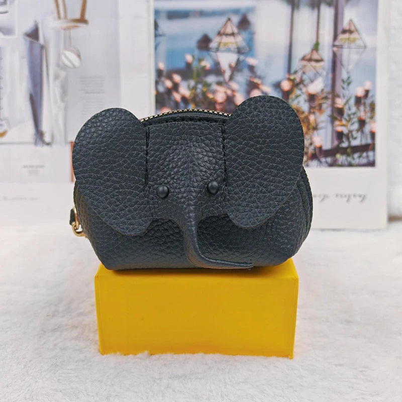 Mini leather elephant-style earphone case, coin purse, creative card holder, lipstick holder, earphones, change holder