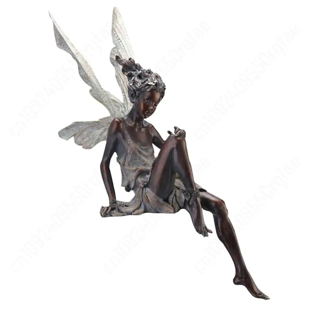 Flower Fairy Statue Garden Decoration Turek Sitting On Fairy Sculpture Outdoor Garden Courtyard Lawn Resin Decorative Sculpture