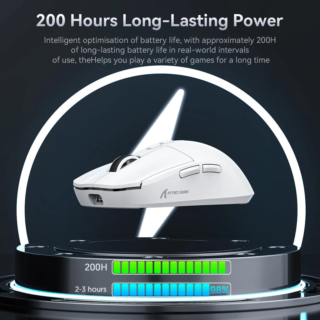 Attack Shark X6 Wireless Gaming Mouse Bluetooth Tri-Mode Connection,RGB Touch Magnetic Charging Base PAW3395 Macro Gaming Mouse
