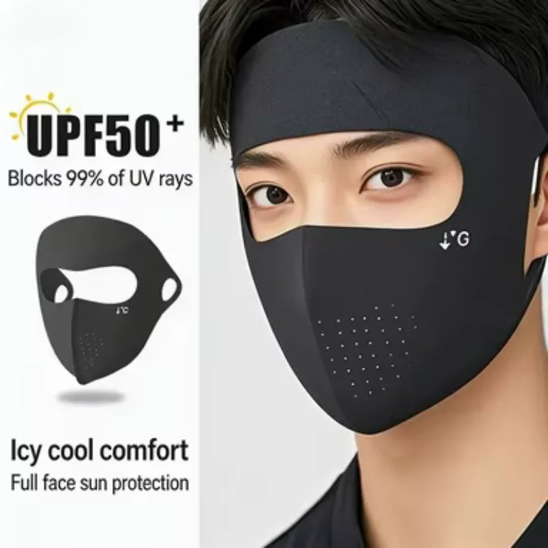 Sunscreen mask for men, full face coverage, ice silk mask for running, fishing face mask, summer cycling face mask, Gini