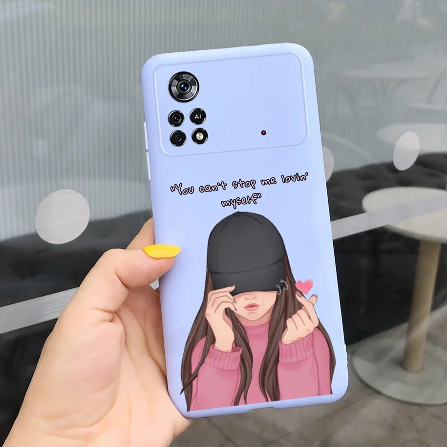 Cute Love Heart Phone Case For Xiaomi Poco X4 Pro 5G Cover Soft Silicone Matte Funda For Xiaomi Poco X4 M4 Pro 4G 5G Bumper 2022
