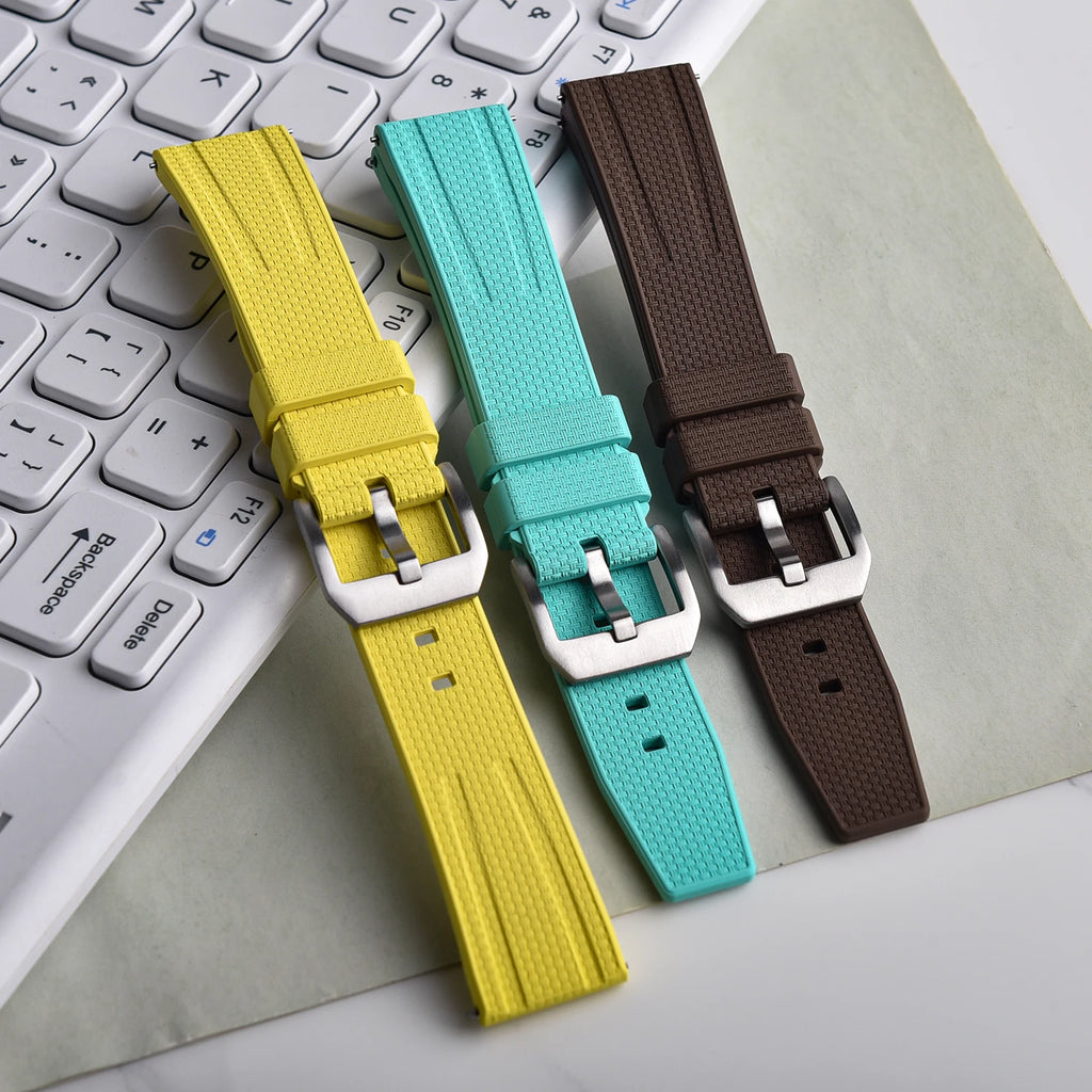 FKM Rubber Watch Strap 20mm 22mm Quick Release Waterproof Diving Watch Band Fluororubber For Traditional Dive Watch Accessories