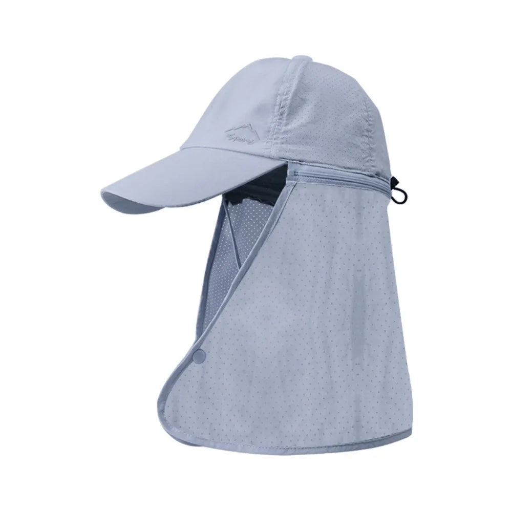 Portable Face Mask Man Sun Hat Mesh Breathable Sun-cream Bucket Hat Detachable Shawl Wide Brim Outdoor Fishing Cap Man Woman