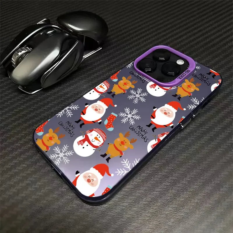 New Style Christmas Pattern Phone Case For iPhone 16 15 14 13 12 11 Pro Max XS X XR 7 8 16 Plus SE 2022 Shockproof Hard Cover