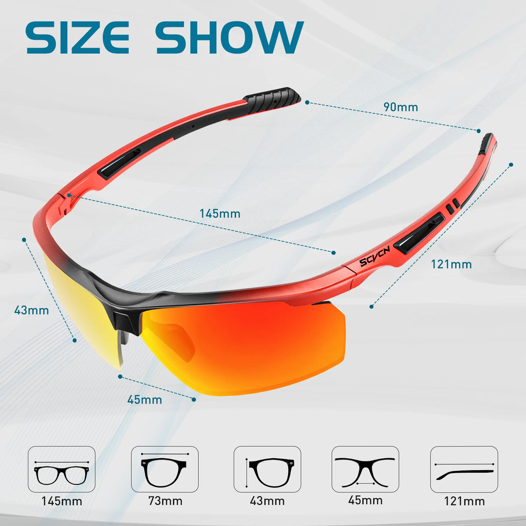 SCVCN Polarized Cycling Glasses Sports Men Women Sunglasses Mountain Road Bike Bicycle Goggles Riding Protection Eyewear 1lens