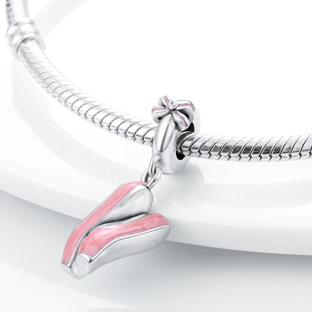 925 Silver Lipstick High Heels Charms For Lady Pendant Fit Original Bracelet DIY Ornament