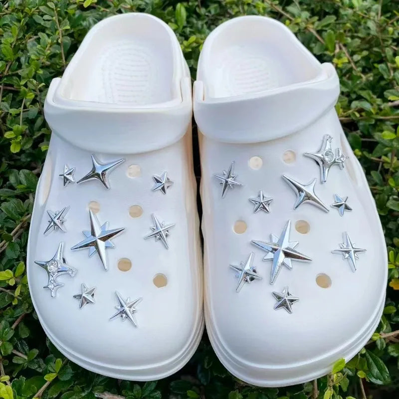18 Silver Star Shoe Accessories DIY Kit Fun Multi-Functional Fashion Decorations for Personalized Footwear