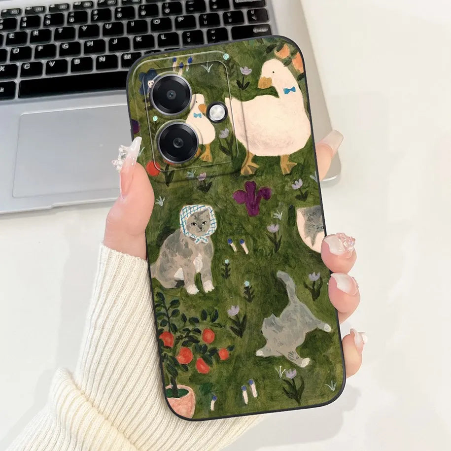 For Funda OPPO A3 A3x 4G Case 2024 Cute Panda Rabbit Soft Silicone Candy Painted Phone Covers For OPPO A40 5G OPPOA3 A 3x Bumper
