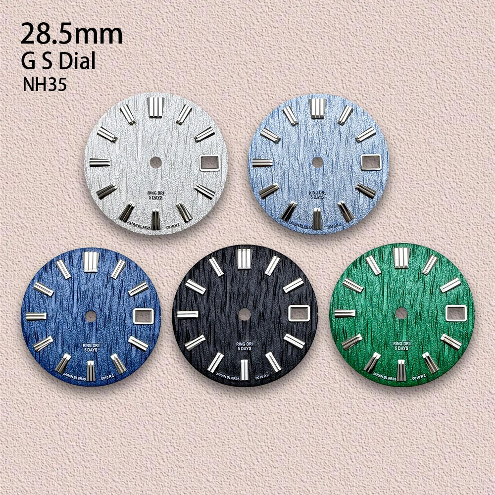 28.5mm GS Logo Ocean Glaciers Dial Suitable Fit NH35/NH36/4R/7S Japan Movement 3D Wave Quality Watch Modification Accessories