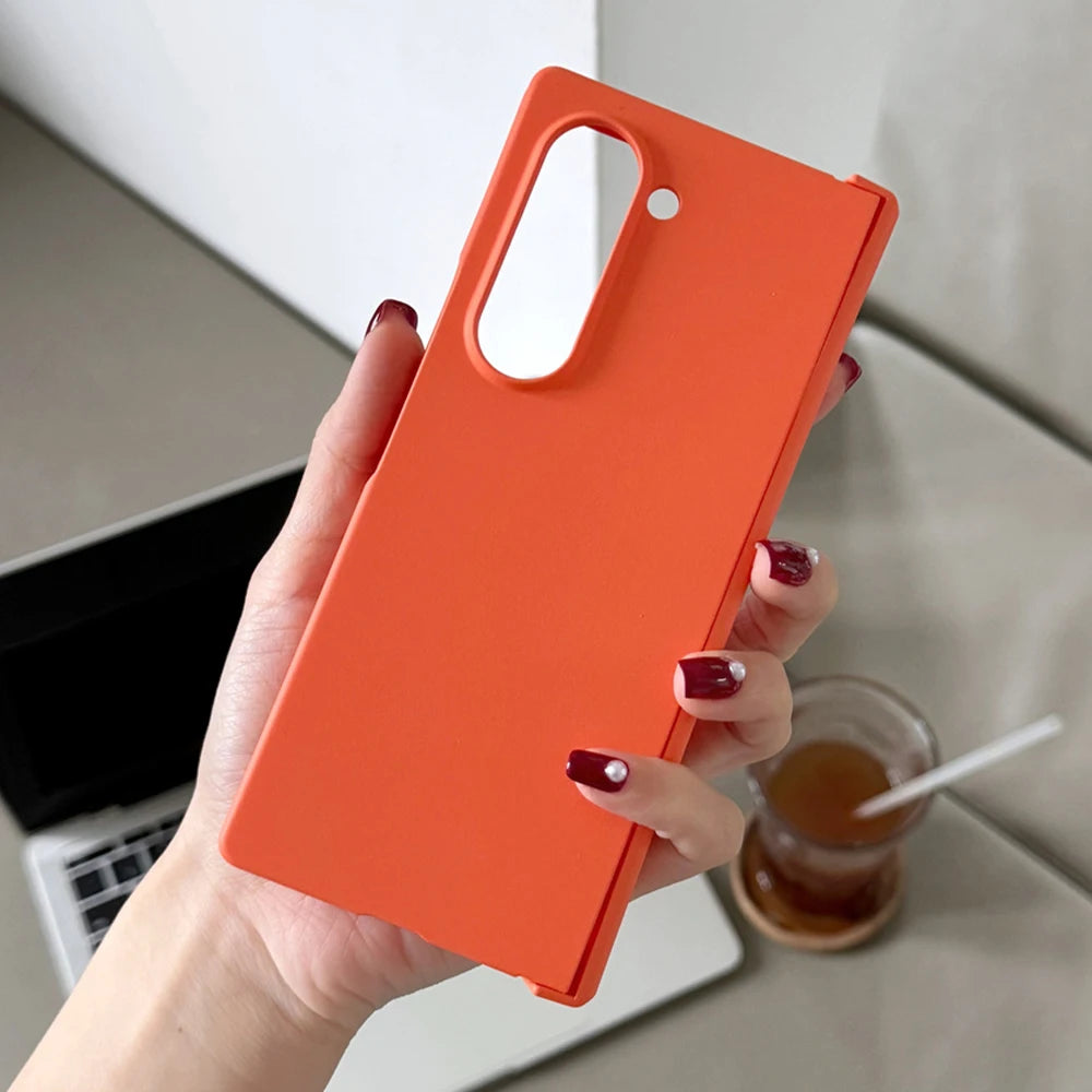 Luxury Matte Phone Case for Samsung Z Fold 6 5 4 3 5G Fold6 Fold5 Fold4 Fold3 Hinge Shockproof Protective Macaron Color PC Cover