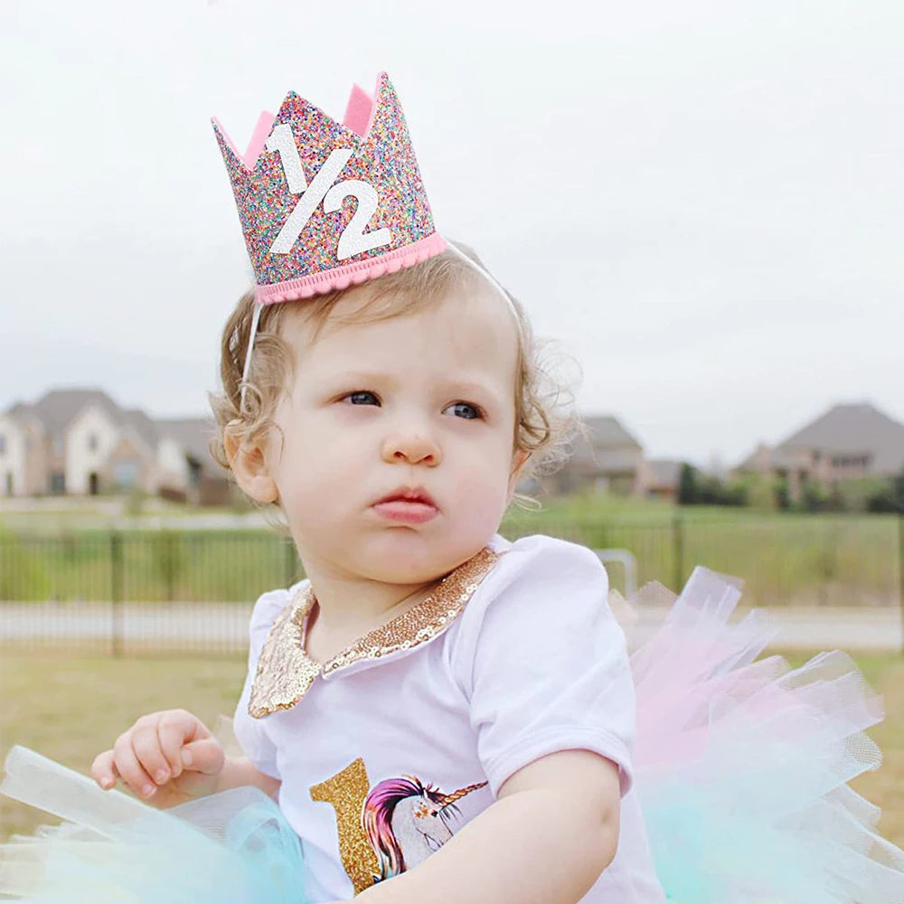 Felt Rainbow Crown Birthday Party Crowns 1st 2nd 3rd Happy Birthday Party Decor Kids Baby Shower Girls Rainbow Unicorn Party Hat