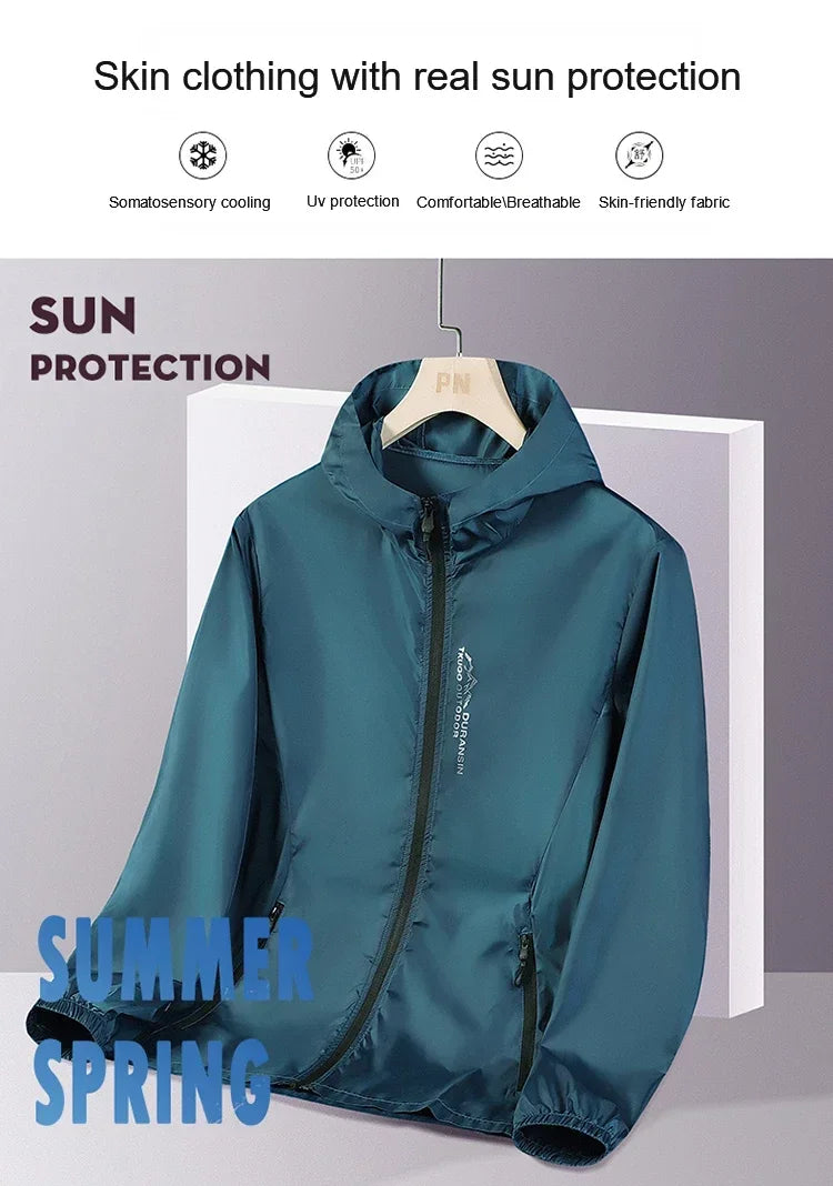 NEW 2025 Sunscreen Coats Men's Breathable Sports Waterproof Jacket Summer UV Protection Outdoor Fishing Skin Clothing