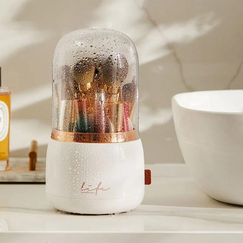 360° Rotating Make Up Organizer With Lid Luxury Cosmetic Brushes Holder Lipstick Eyebrow Pencil Holder Eye Shadow Storage Box