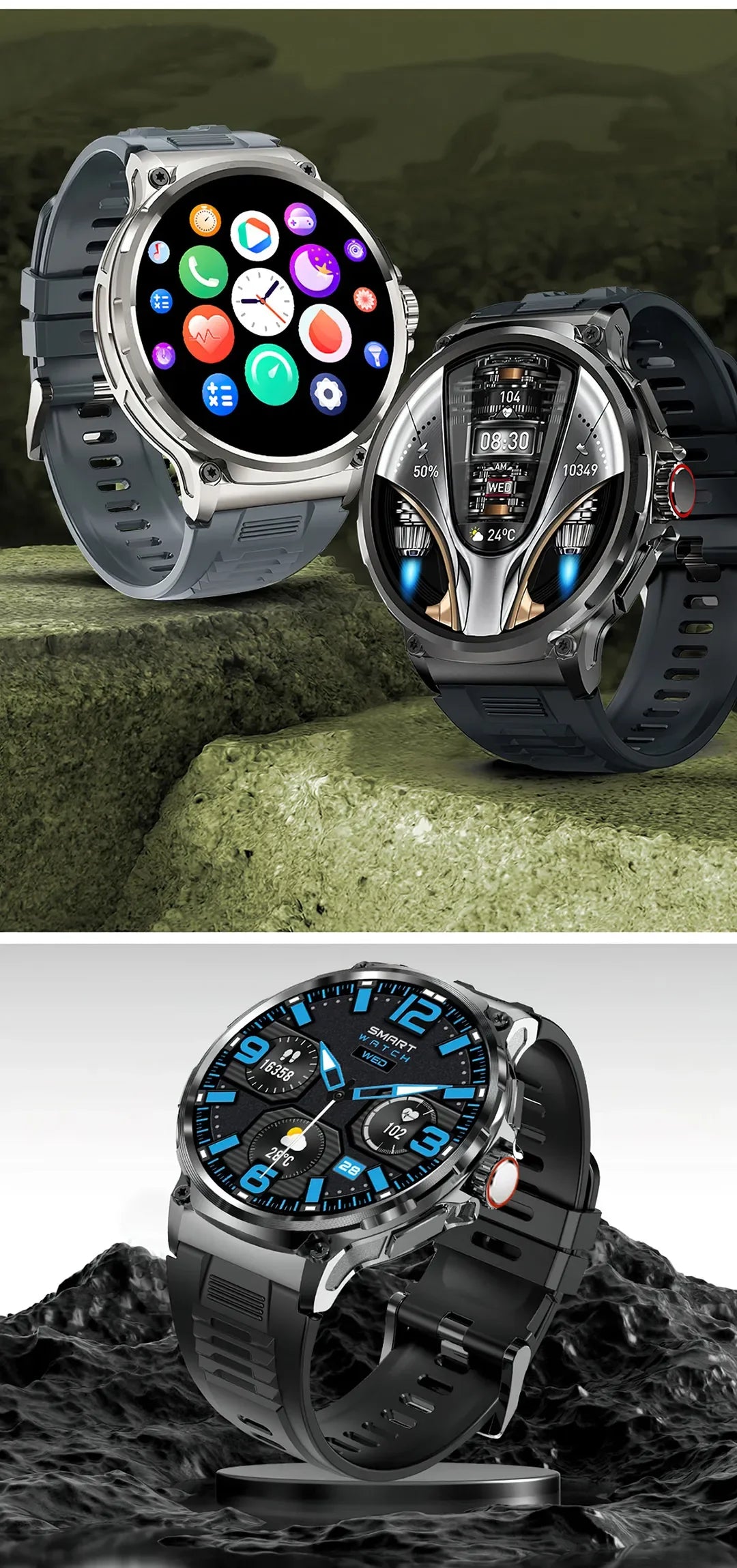 New 710mAh Bluetooth Call Smart Watch Men Sports Fitness Watches  1.85"HD Heart Monitor Waterproof Smartwatch For Android IOS