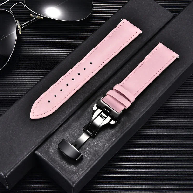 New Women's Business Commuter Strap 18mm 20mm 22mm 24mm with Automatic Butterfly Buckle Watchband