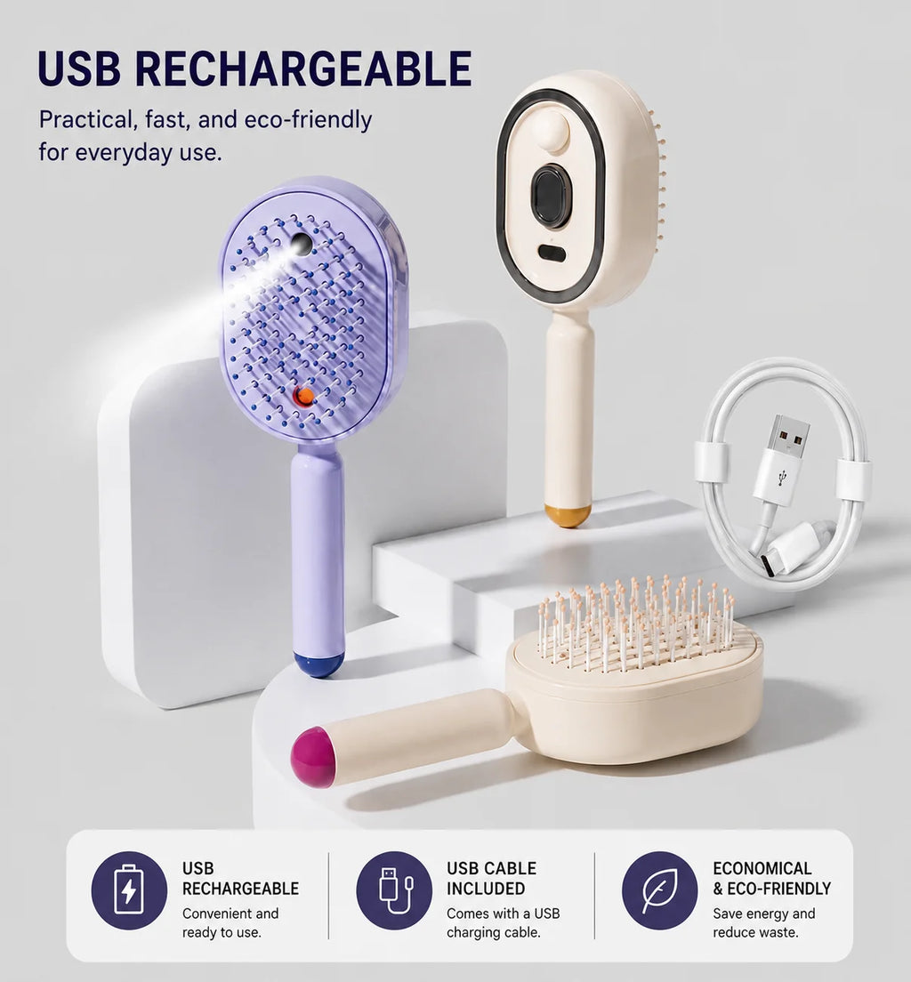 Electric Spray & Massage Hair Brush, Electric Steaming Massage Hair Care Brush, for Hair for Reduce Frizz, Nourishes Hairs