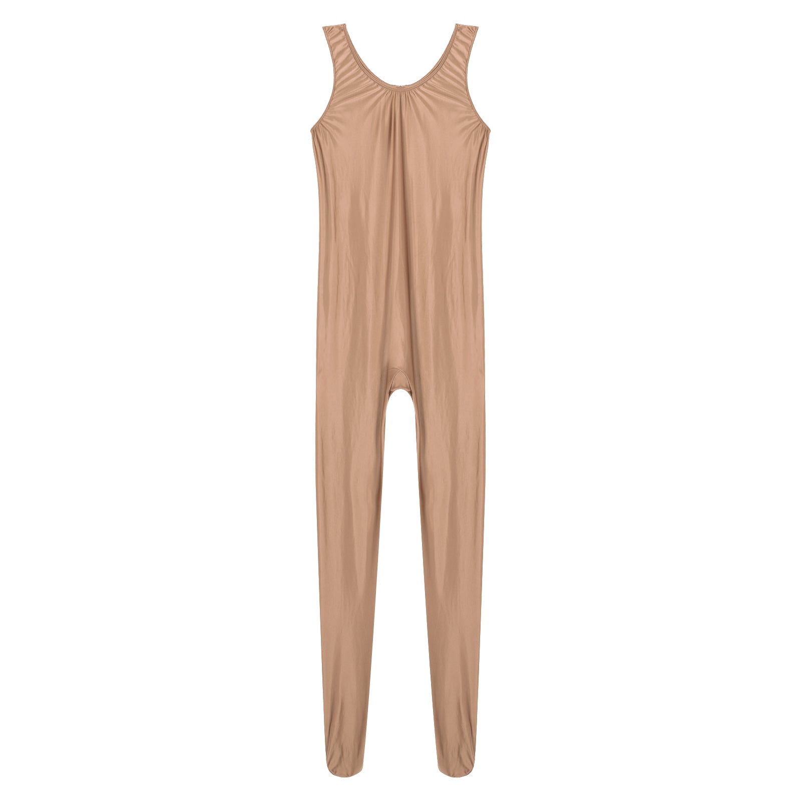 Women's Sleeveless Full Body Bodysuit Glossy Jumpsuit Gymnastics Fitness Swimming Leotard Pole Dance Costume Clubwear Lingerie