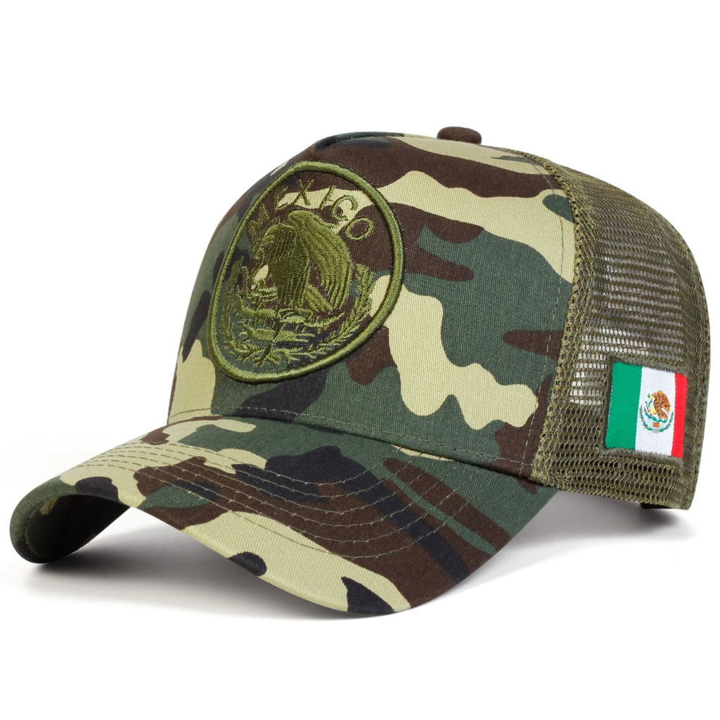 Unisex Mexican Flag Embroidery Baseball Net Caps Spring Summer Outdoor Adjustable Casual Hats Dad Hat Sunscreen Hat