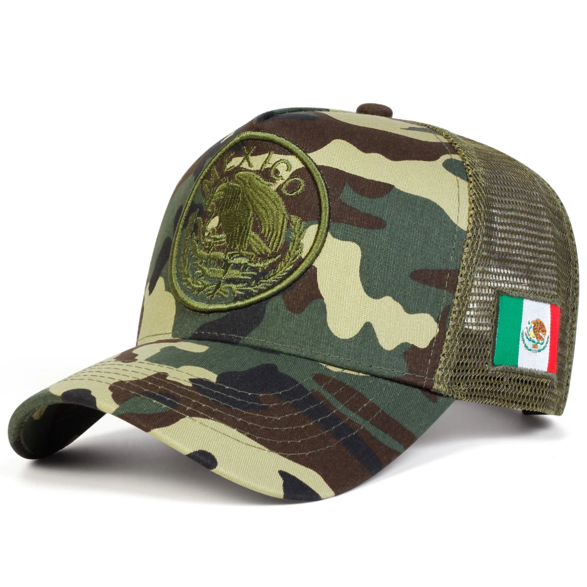 Unisex Mexican Flag Embroidery Baseball Net Caps Spring Summer Outdoor Adjustable Casual Hats Dad Hat Sunscreen Hat